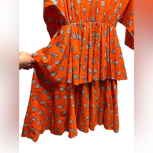 Rhode Orange Floral Print Midi Length Dress size S - Picture 5 of 12